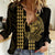 Polynesian Women Casual Shirt Hawaiian Warrior and Aloha Girl With Hammerhead Shark Tattoos Gold LT6 - Wonder Print Shop