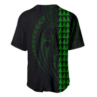 Polynesian Baseball Jersey Hawaiian Warrior and Aloha Girl With Hammerhead Shark Tattoos Green LT6 - Wonder Print Shop