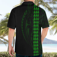Polynesian Hawaiian Shirt Hawaiian Warrior and Aloha Girl With Hammerhead Shark Tattoos Green LT6 - Wonder Print Shop