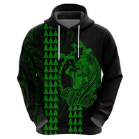 Polynesian Hoodie Hawaiian Warrior and Aloha Girl With Hammerhead Shark Tattoos Green LT6 - Wonder Print Shop