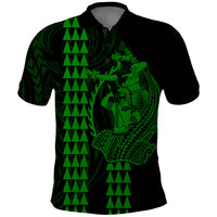 Polynesian Polo Shirt Hawaiian Warrior and Aloha Girl With Hammerhead Shark Tattoos Green LT6 - Wonder Print Shop