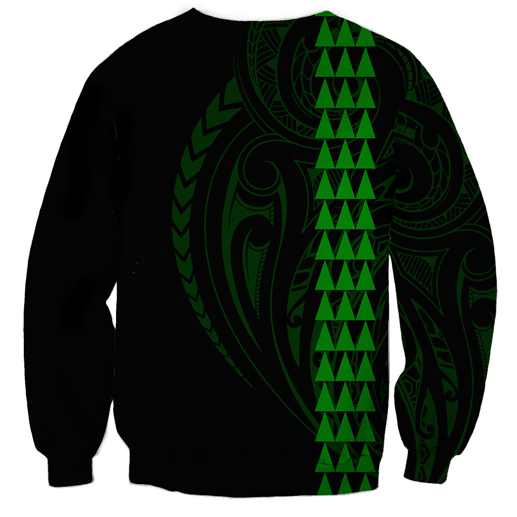 Polynesian Sweatshirt Hawaiian Warrior and Aloha Girl With Hammerhead Shark Tattoos Green LT6 - Wonder Print Shop