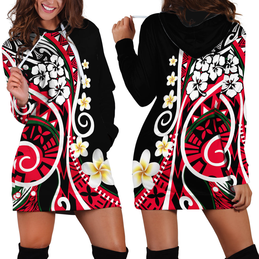 Plumeria Polynesian Hoodie Dress Trending Red LT6 - Wonder Print Shop