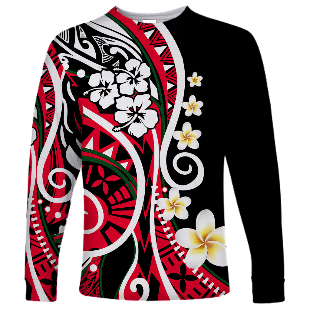 Plumeria Polynesian Long Sleeve Shirt Trending Red LT6 - Wonder Print Shop