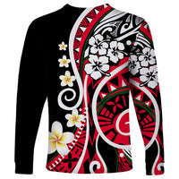 Plumeria Polynesian Long Sleeve Shirt Trending Red LT6 - Wonder Print Shop
