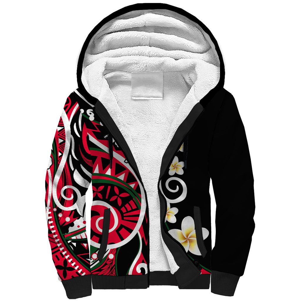 Plumeria Polynesian Sherpa Hoodie Trending Red LT6 - Wonder Print Shop