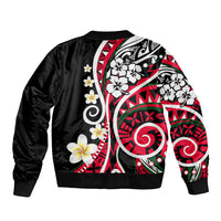 Plumeria Polynesian Sleeve Zip Bomber Jacket Trending Red LT6 - Wonder Print Shop