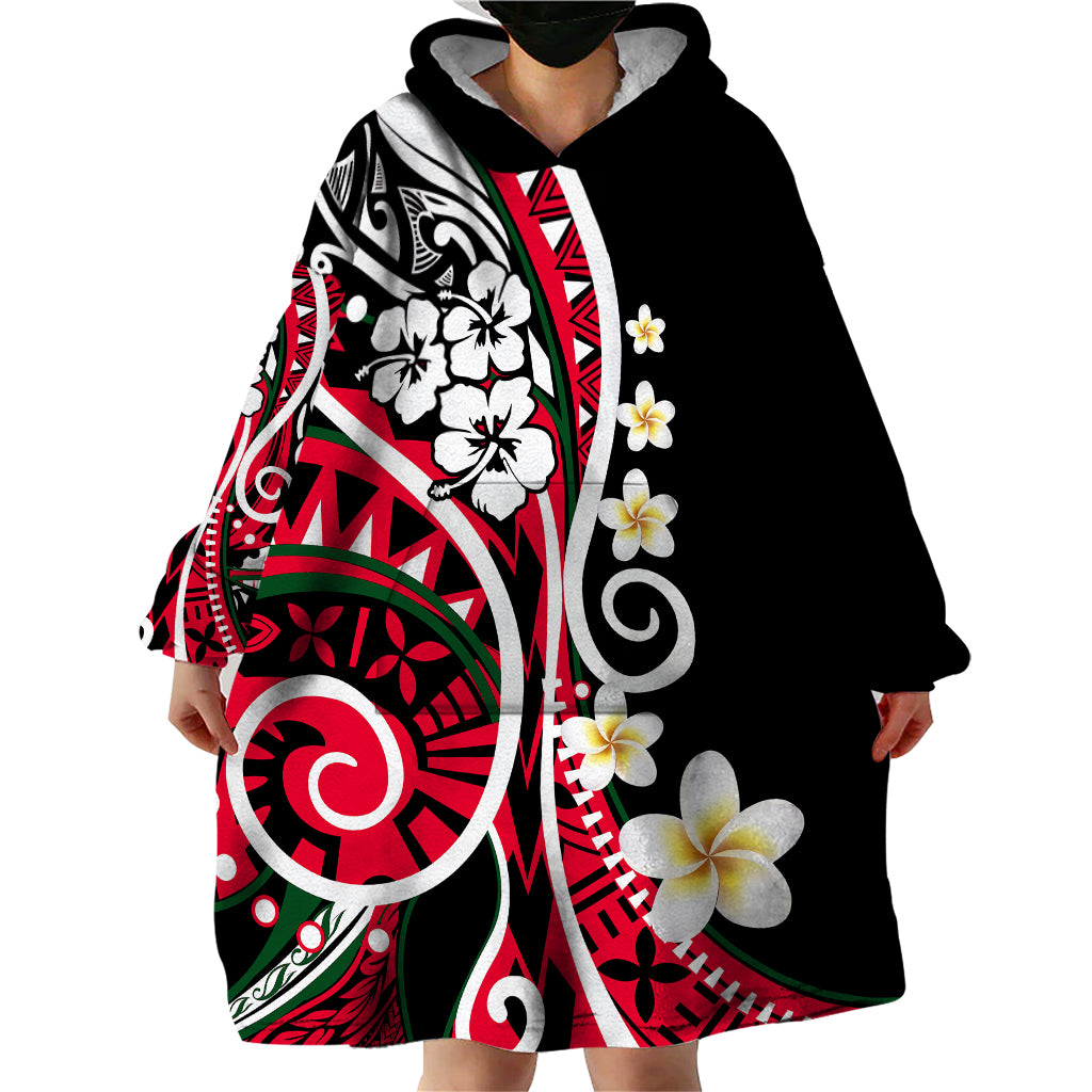 Plumeria Polynesian Wearable Blanket Hoodie Trending Red LT6 - Wonder Print Shop