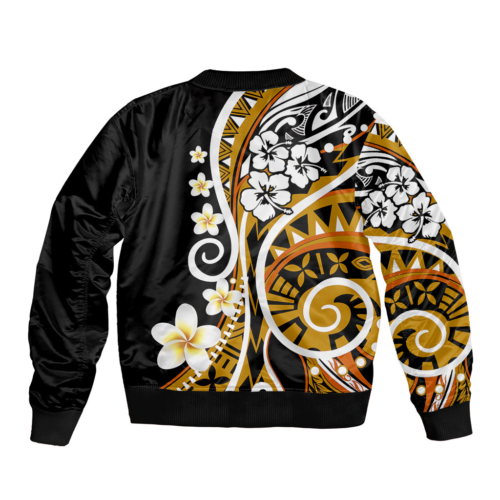 Plumeria Polynesian Bomber Jacket Trending Gold LT6 - Wonder Print Shop