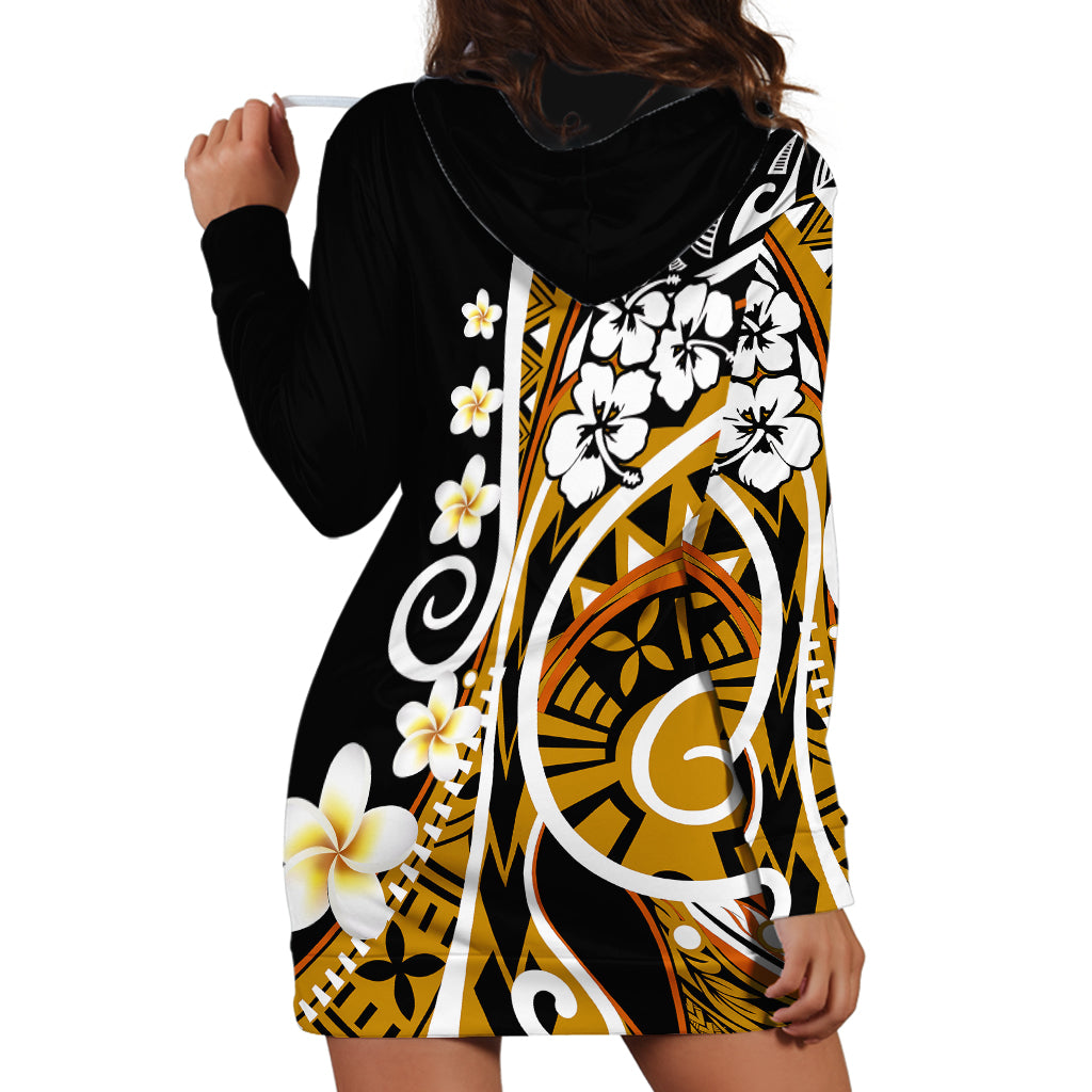 Plumeria Polynesian Hoodie Dress Trending Gold LT6 - Wonder Print Shop