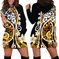 Plumeria Polynesian Hoodie Dress Trending Gold LT6 - Wonder Print Shop