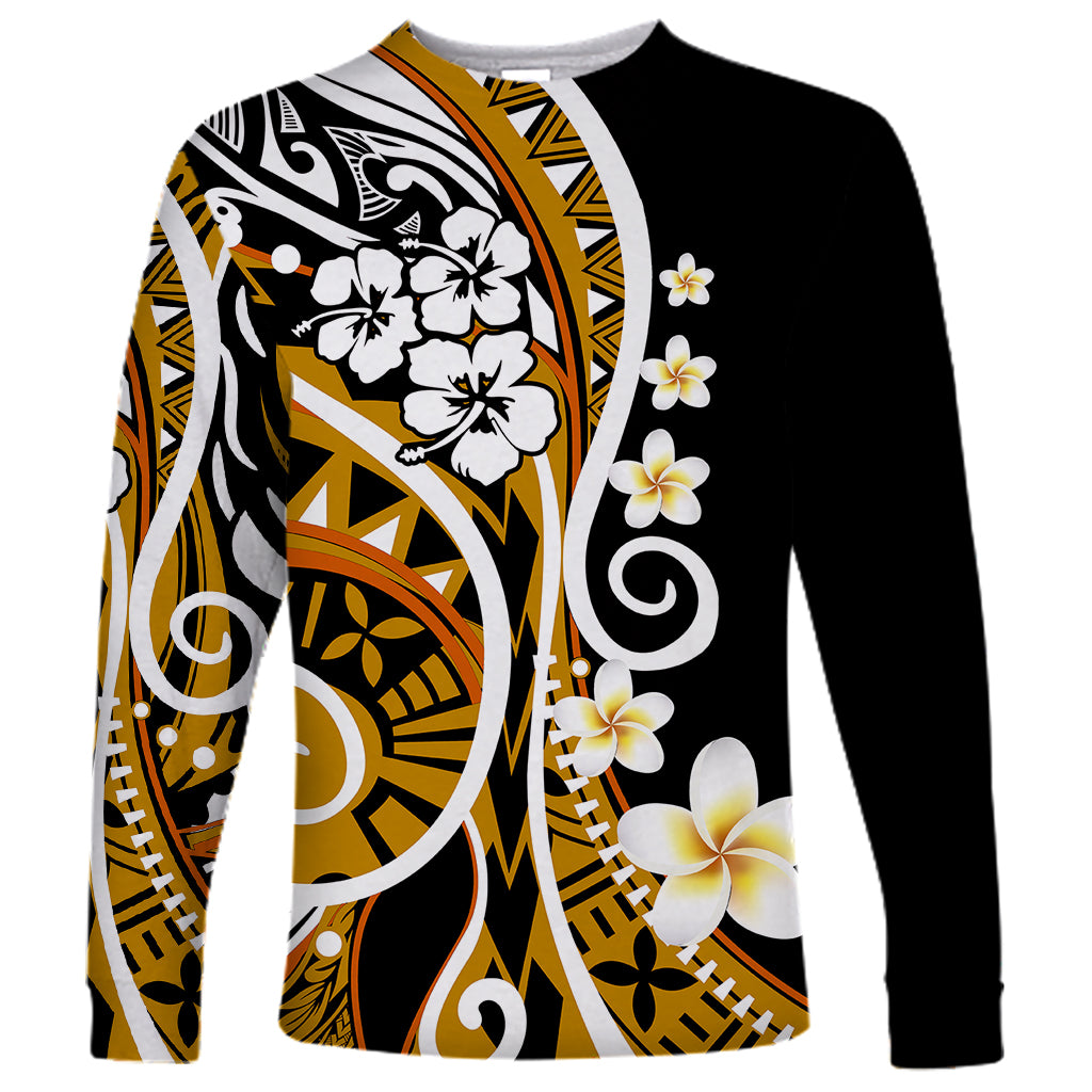 Plumeria Polynesian Long Sleeve Shirt Trending Gold LT6 - Wonder Print Shop