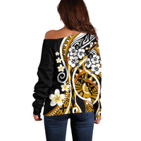 Plumeria Polynesian Off Shoulder Sweater Trending Gold LT6 - Wonder Print Shop