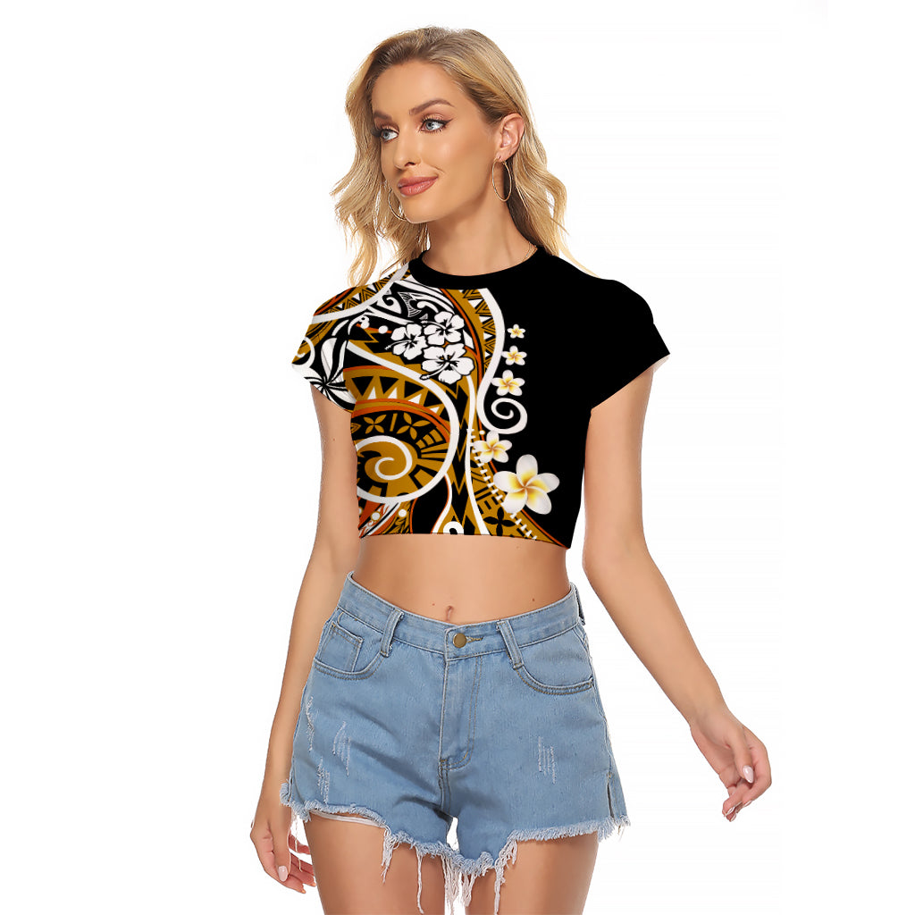 Plumeria Polynesian Raglan Cropped T Shirt Trending Gold LT6 - Wonder Print Shop