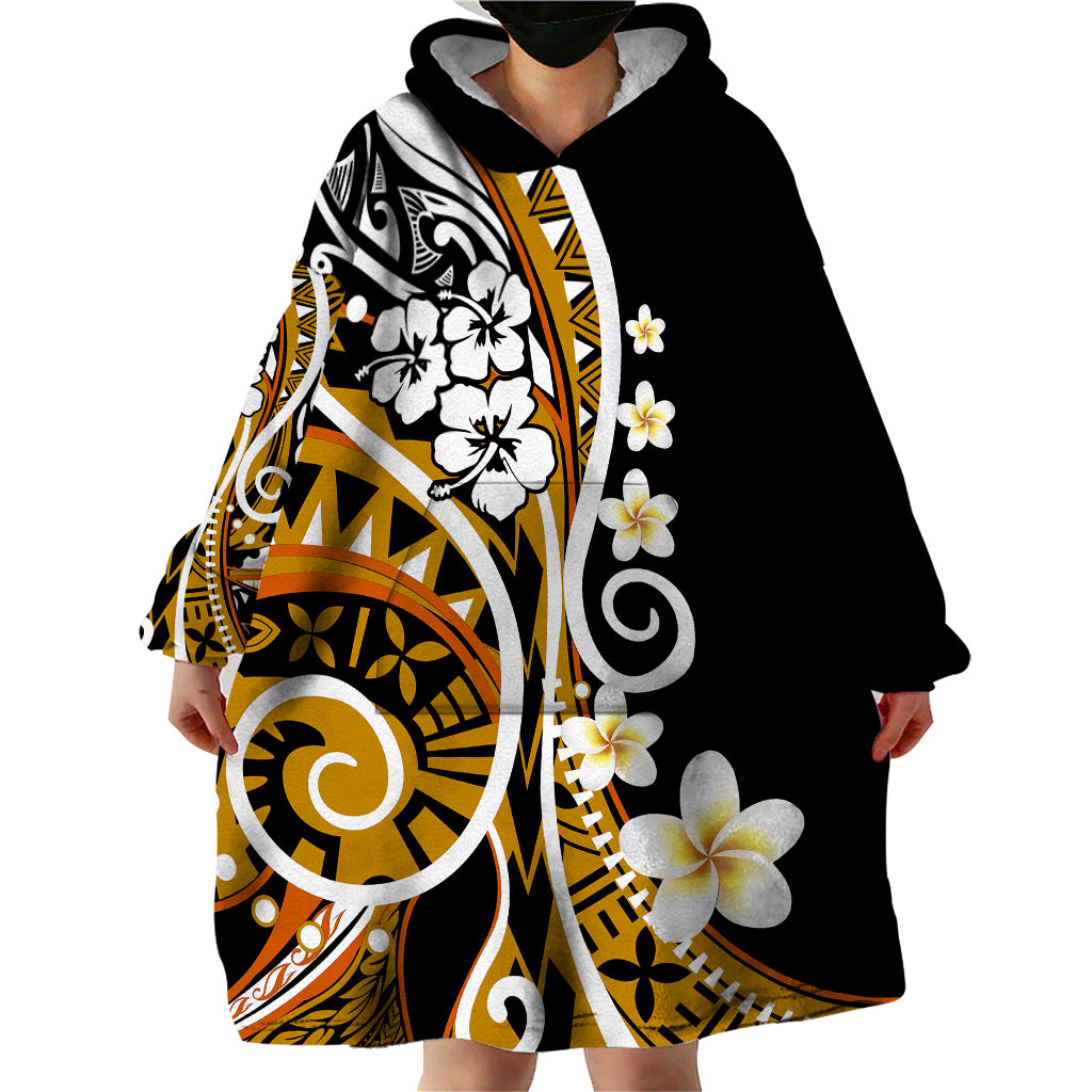Plumeria Polynesian Wearable Blanket Hoodie Trending Gold LT6 - Wonder Print Shop