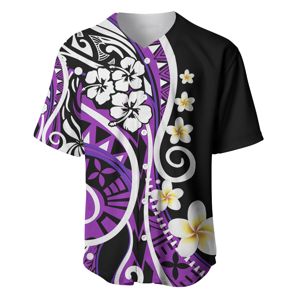 Plumeria Polynesian Baseball Jersey Trending Purple LT6 - Wonder Print Shop