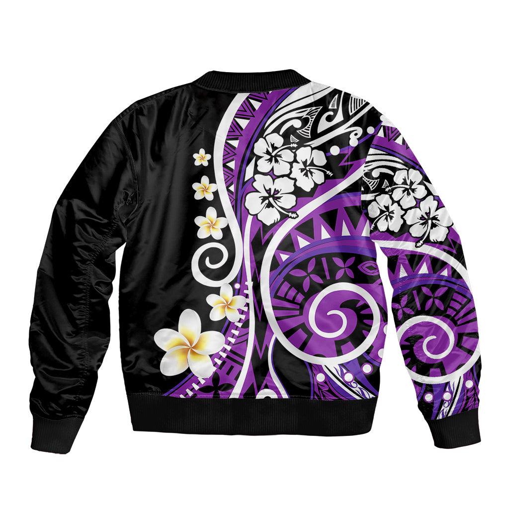 Plumeria Polynesian Bomber Jacket Trending Purple LT6 - Wonder Print Shop