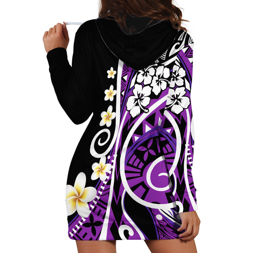Plumeria Polynesian Hoodie Dress Trending Purple LT6 - Wonder Print Shop