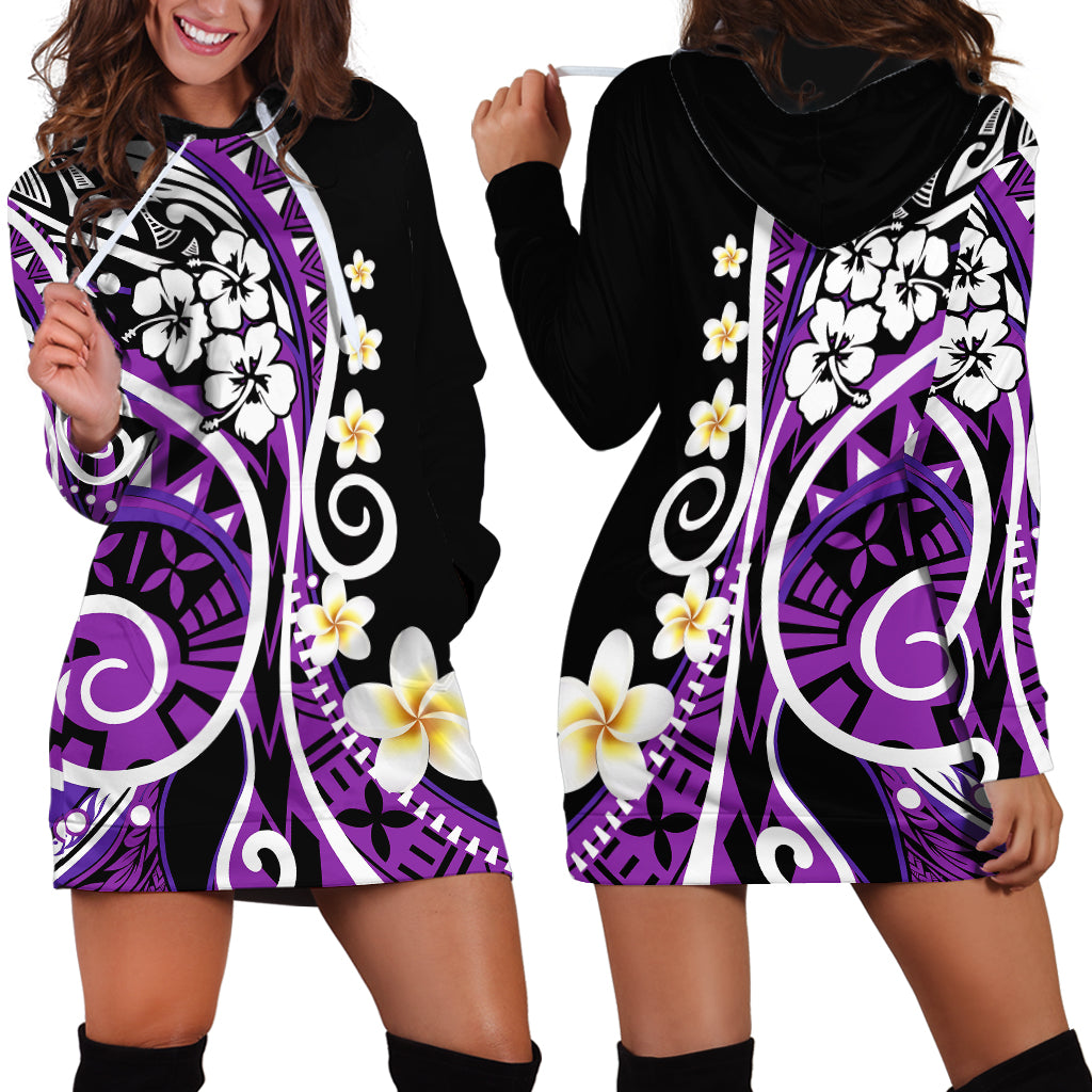 Plumeria Polynesian Hoodie Dress Trending Purple LT6 - Wonder Print Shop