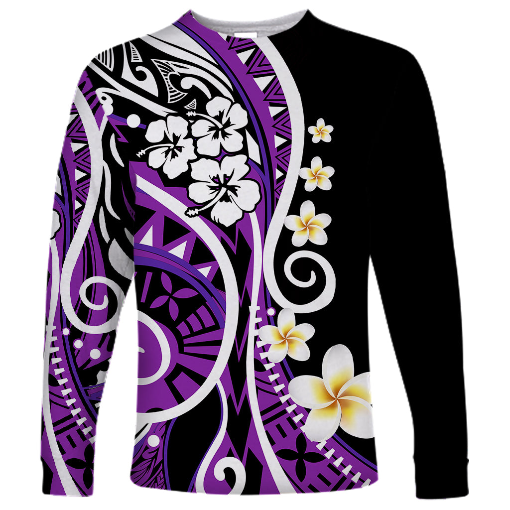 Plumeria Polynesian Long Sleeve Shirt Trending Purple LT6 - Wonder Print Shop