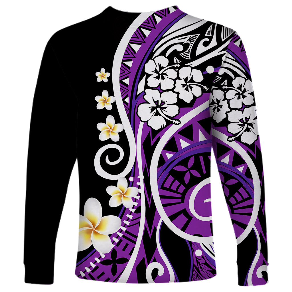 Plumeria Polynesian Long Sleeve Shirt Trending Purple LT6 - Wonder Print Shop