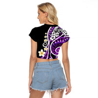 Plumeria Polynesian Raglan Cropped T Shirt Trending Purple LT6 - Wonder Print Shop