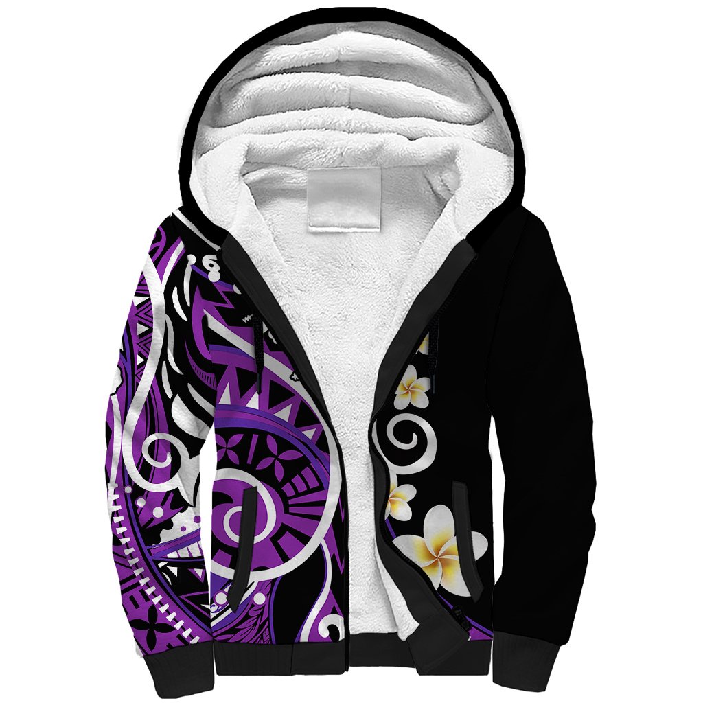 Plumeria Polynesian Sherpa Hoodie Trending Purple LT6 - Wonder Print Shop