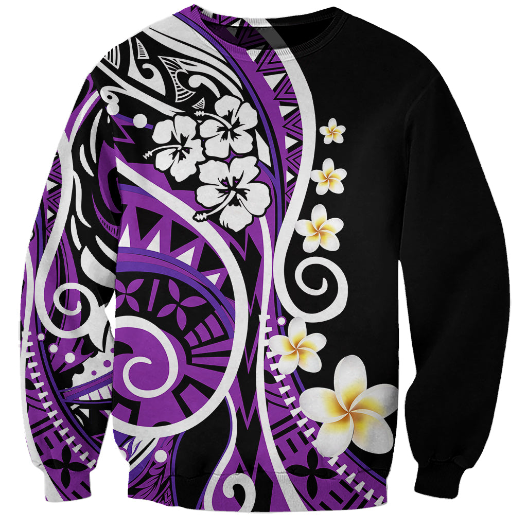 Plumeria Polynesian Sweatshirt Trending Purple LT6 - Wonder Print Shop