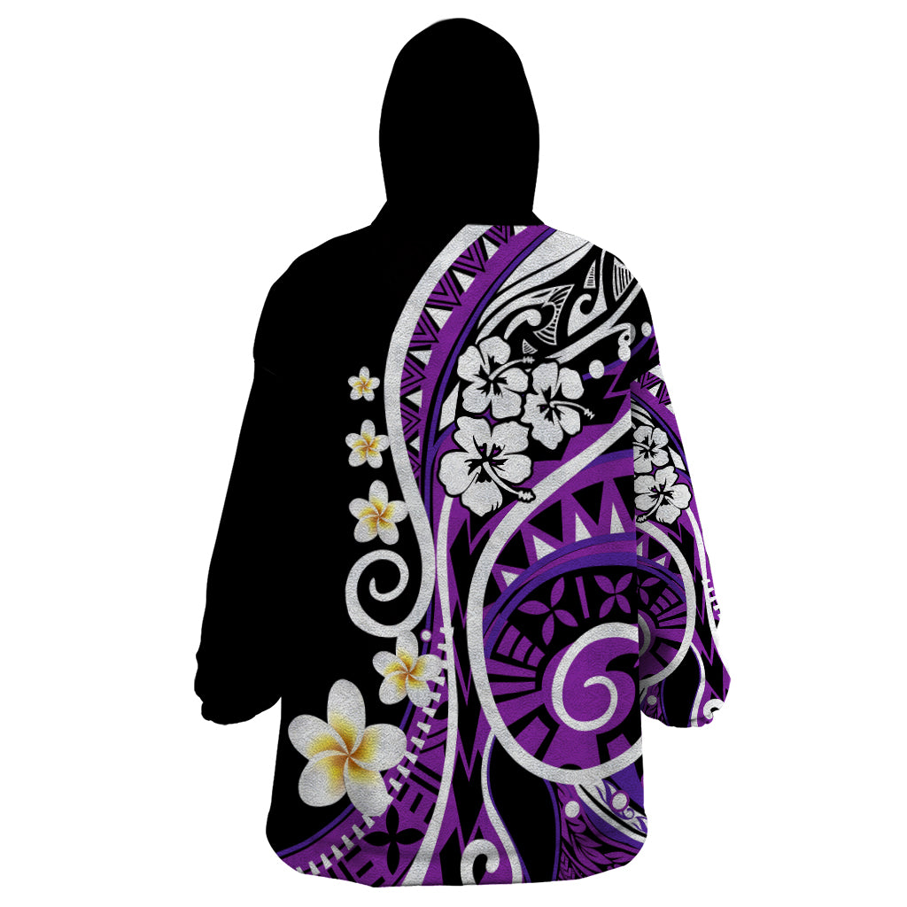 Plumeria Polynesian Wearable Blanket Hoodie Trending Purple LT6 - Wonder Print Shop