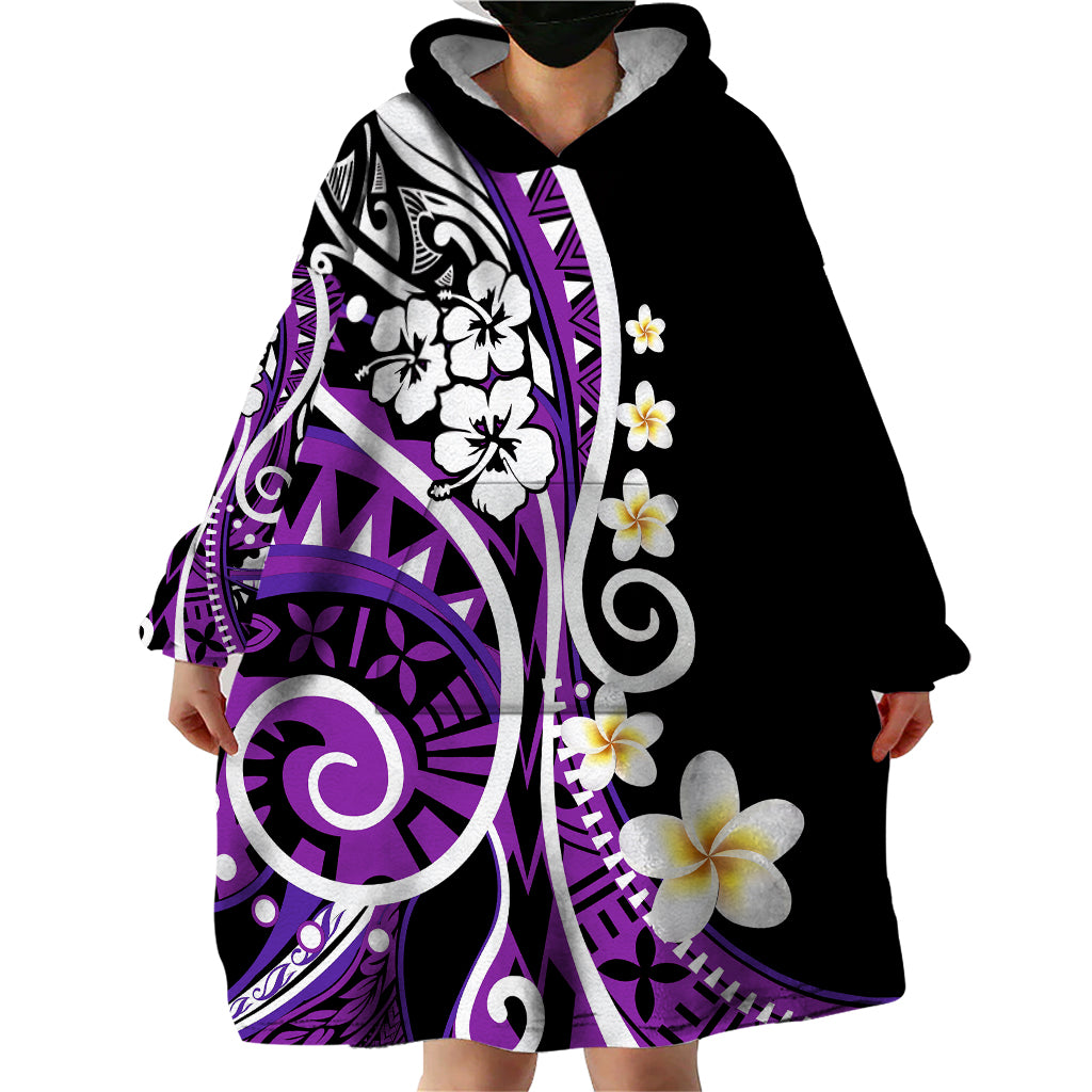 Plumeria Polynesian Wearable Blanket Hoodie Trending Purple LT6 - Wonder Print Shop