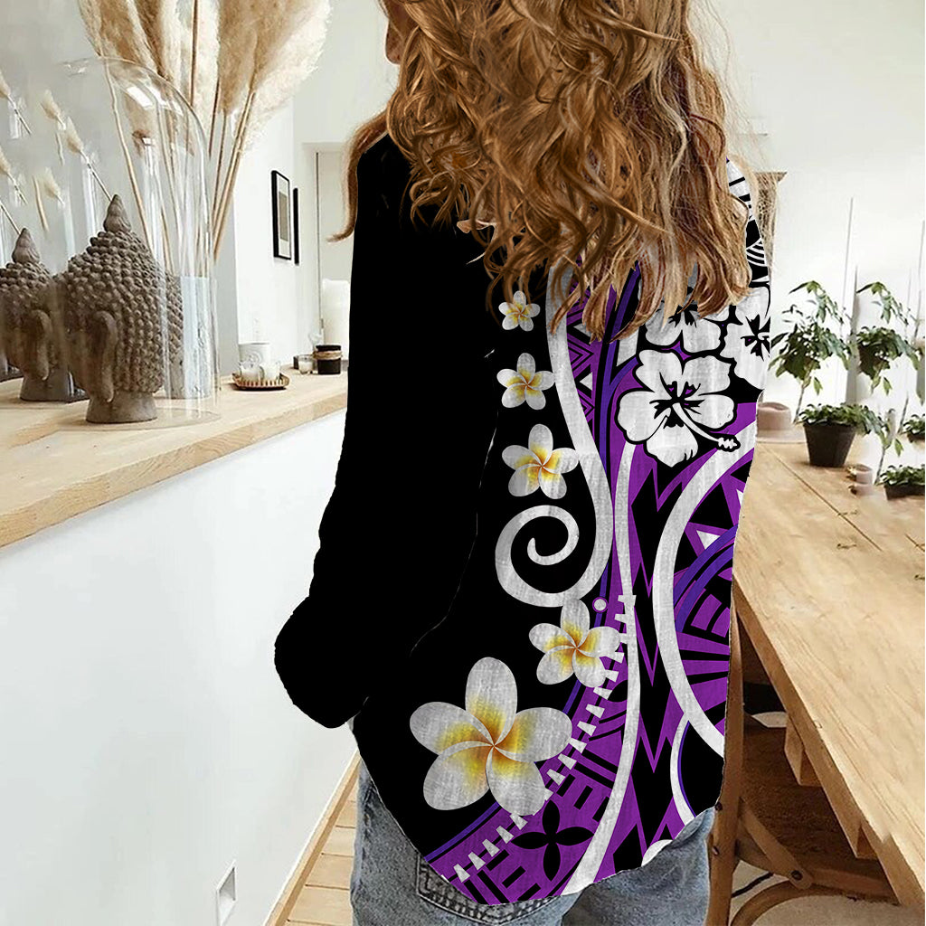 Plumeria Polynesian Women Casual Shirt Trending Purple LT6 - Wonder Print Shop