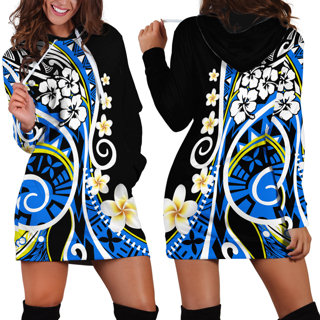 Plumeria Polynesian Hoodie Dress Trending Blue LT6 - Wonder Print Shop