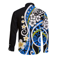Plumeria Polynesian Long Sleeve Button Shirt Trending Blue LT6 - Wonder Print Shop