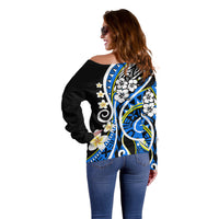 Plumeria Polynesian Off Shoulder Sweater Trending Blue LT6 - Wonder Print Shop