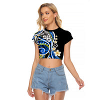 Plumeria Polynesian Raglan Cropped T Shirt Trending Blue LT6 - Wonder Print Shop