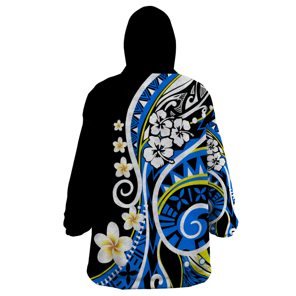 Plumeria Polynesian Wearable Blanket Hoodie Trending Blue LT6 - Wonder Print Shop