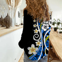 Plumeria Polynesian Women Casual Shirt Trending Blue LT6 - Wonder Print Shop