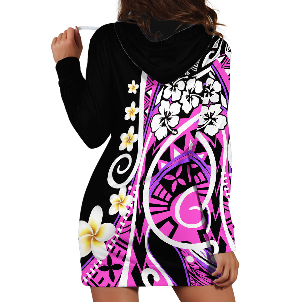 Plumeria Polynesian Hoodie Dress Trending Pink LT6 - Wonder Print Shop