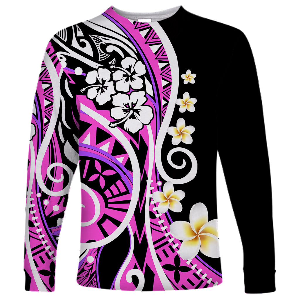Plumeria Polynesian Long Sleeve Shirt Trending Pink LT6 - Wonder Print Shop