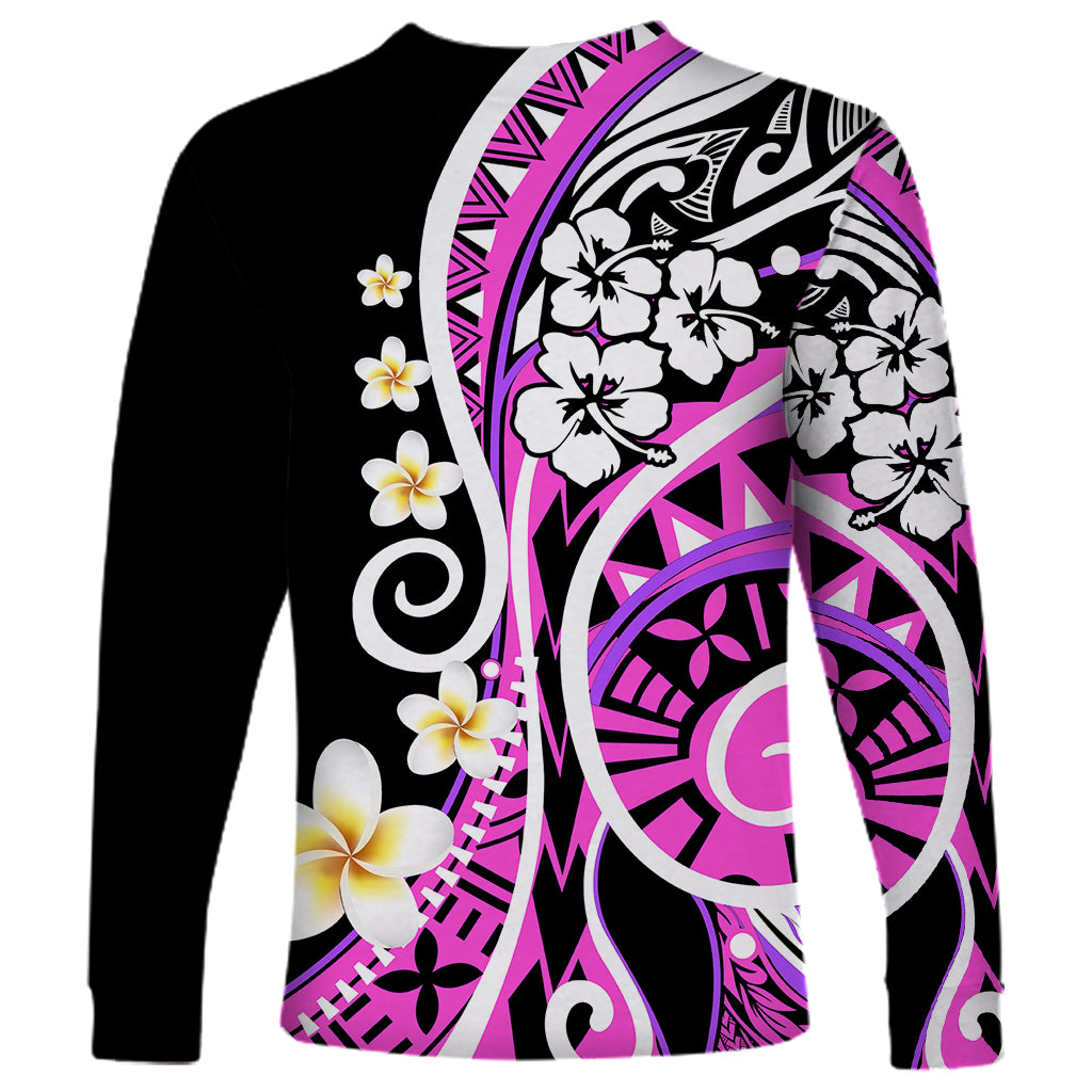 Plumeria Polynesian Long Sleeve Shirt Trending Pink LT6 - Wonder Print Shop