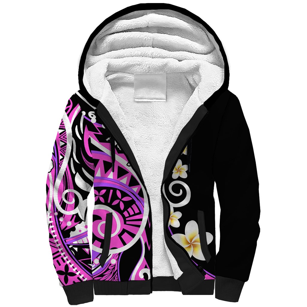 Plumeria Polynesian Sherpa Hoodie Trending Pink LT6 - Wonder Print Shop
