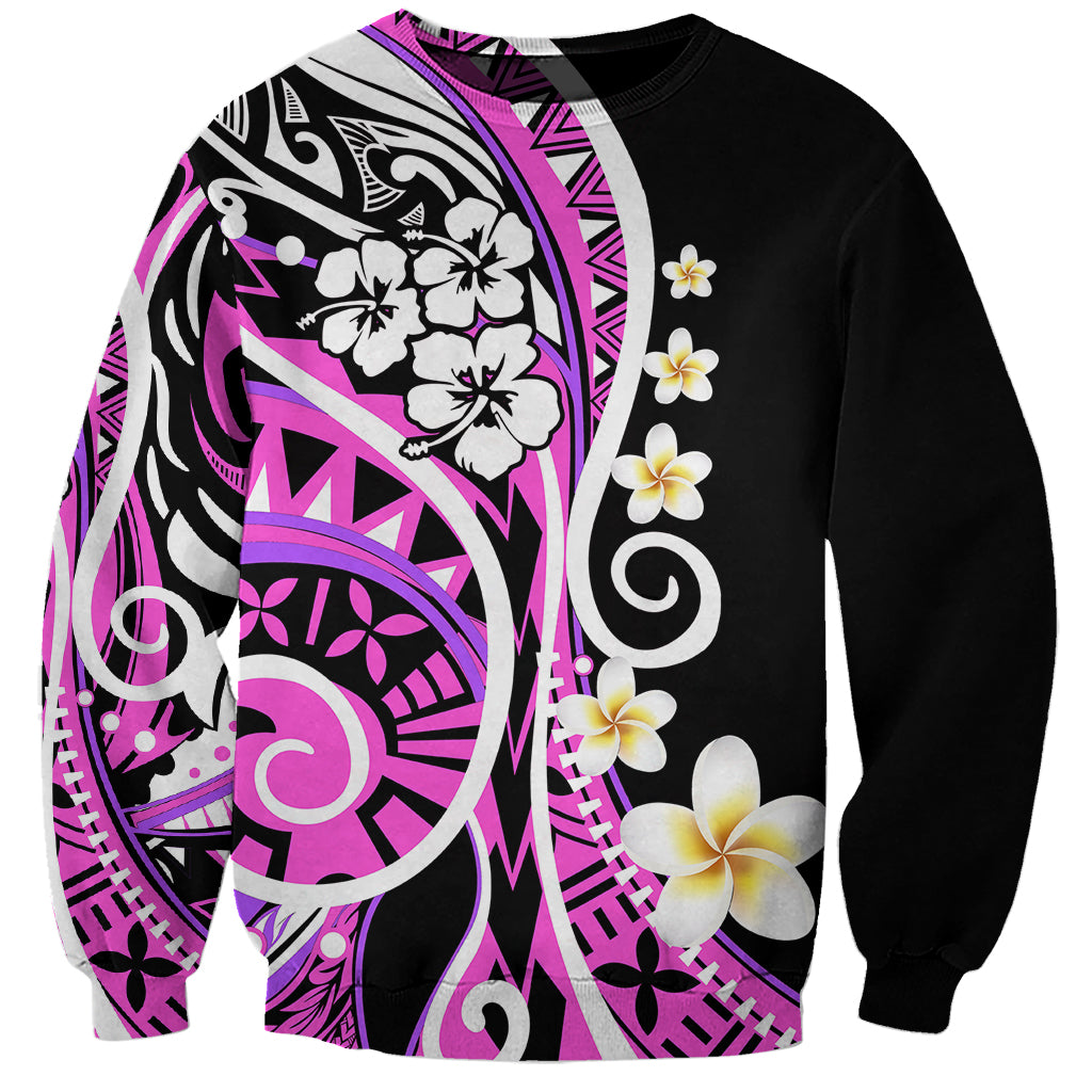 Plumeria Polynesian Sweatshirt Trending Pink LT6 - Wonder Print Shop