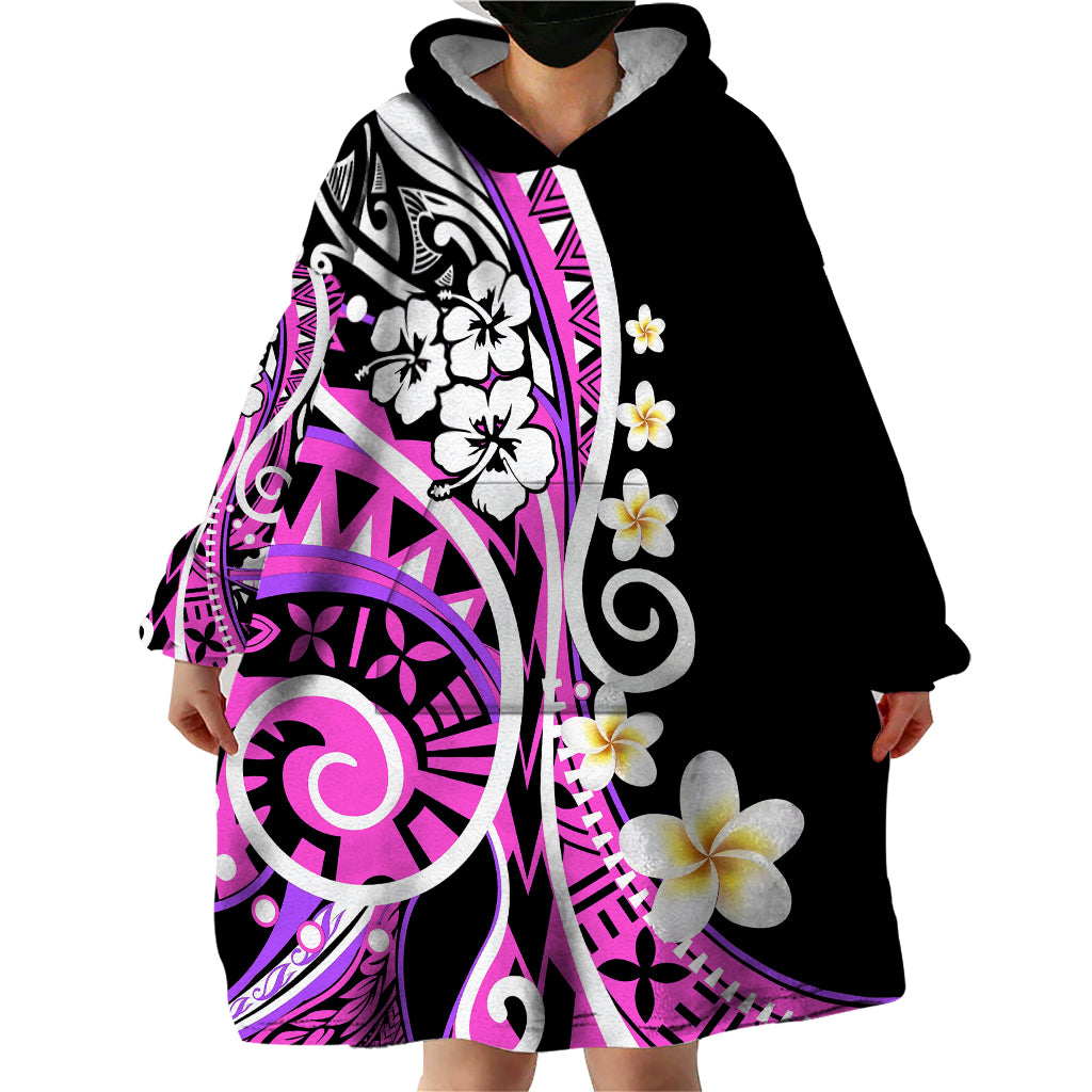Plumeria Polynesian Wearable Blanket Hoodie Trending Pink LT6 - Wonder Print Shop