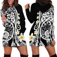 Plumeria Polynesian Hoodie Dress Trending Black LT6 - Wonder Print Shop
