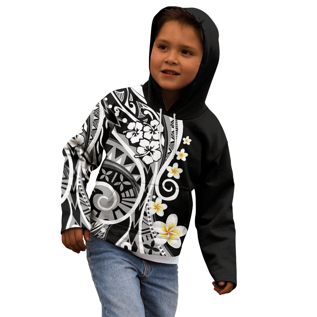 Plumeria Polynesian Kid Hoodie Trending Black LT6 - Wonder Print Shop