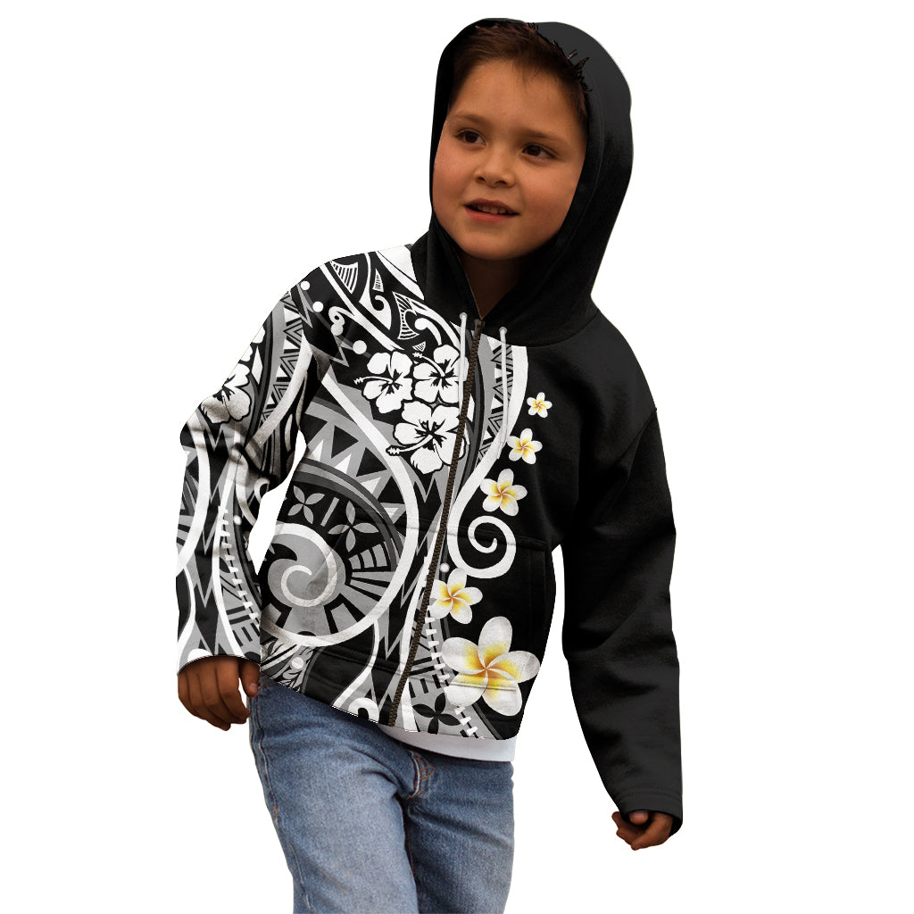 Plumeria Polynesian Kid Hoodie Trending Black LT6 - Wonder Print Shop