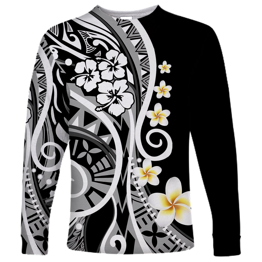 Plumeria Polynesian Long Sleeve Shirt Trending Black LT6 - Wonder Print Shop