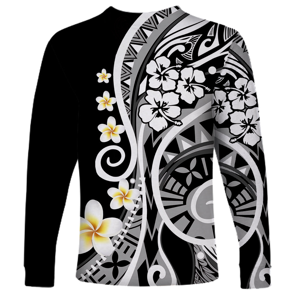 Plumeria Polynesian Long Sleeve Shirt Trending Black LT6 - Wonder Print Shop