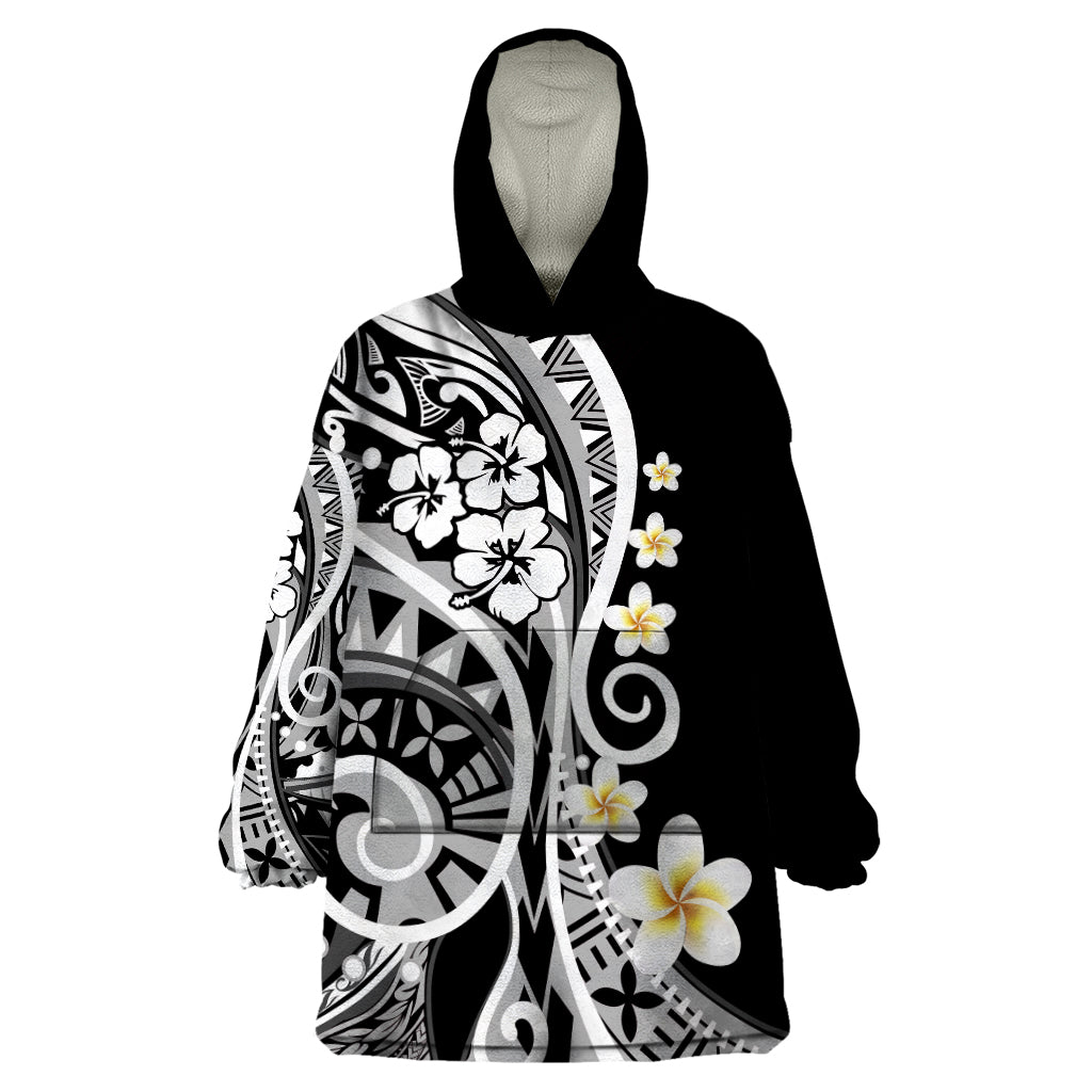 Plumeria Polynesian Wearable Blanket Hoodie Trending Black LT6 - Wonder Print Shop