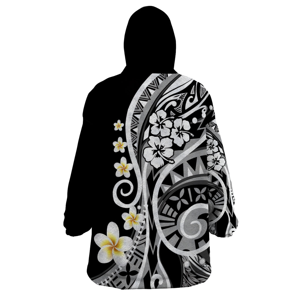 Plumeria Polynesian Wearable Blanket Hoodie Trending Black LT6 - Wonder Print Shop